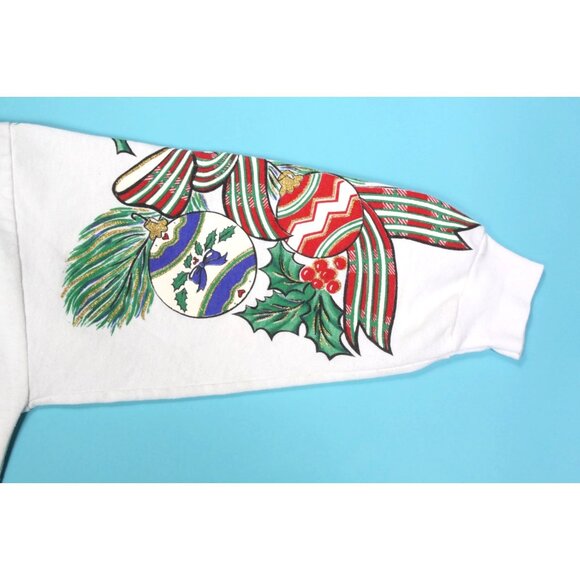 Vtg NUTCRACKER Ugly Christmas Glitter Ornaments Womens Sweatshirt Collar XL /204 - Picture 4 of 5